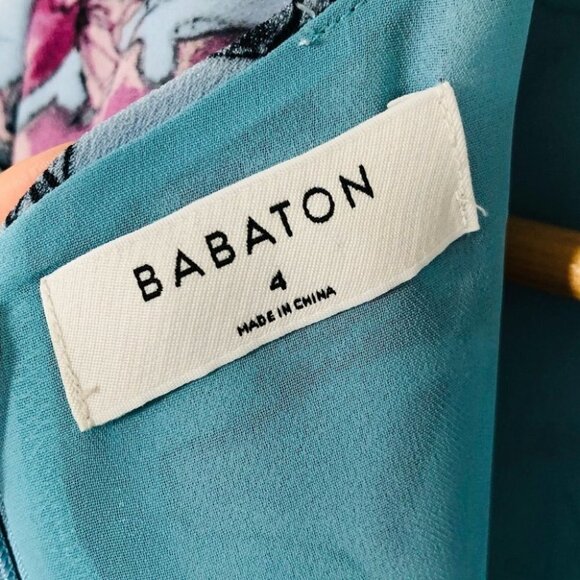 Aritzia Babaton Patricio T-Shirt Dress in Blue and Purple Floral Size 4 - Picture 4 of 6